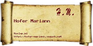Hofer Mariann névjegykártya